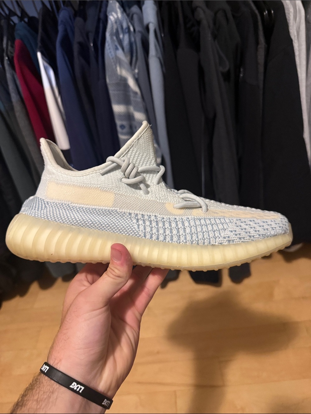 adidas Light Blue and Cream Knit Runner
